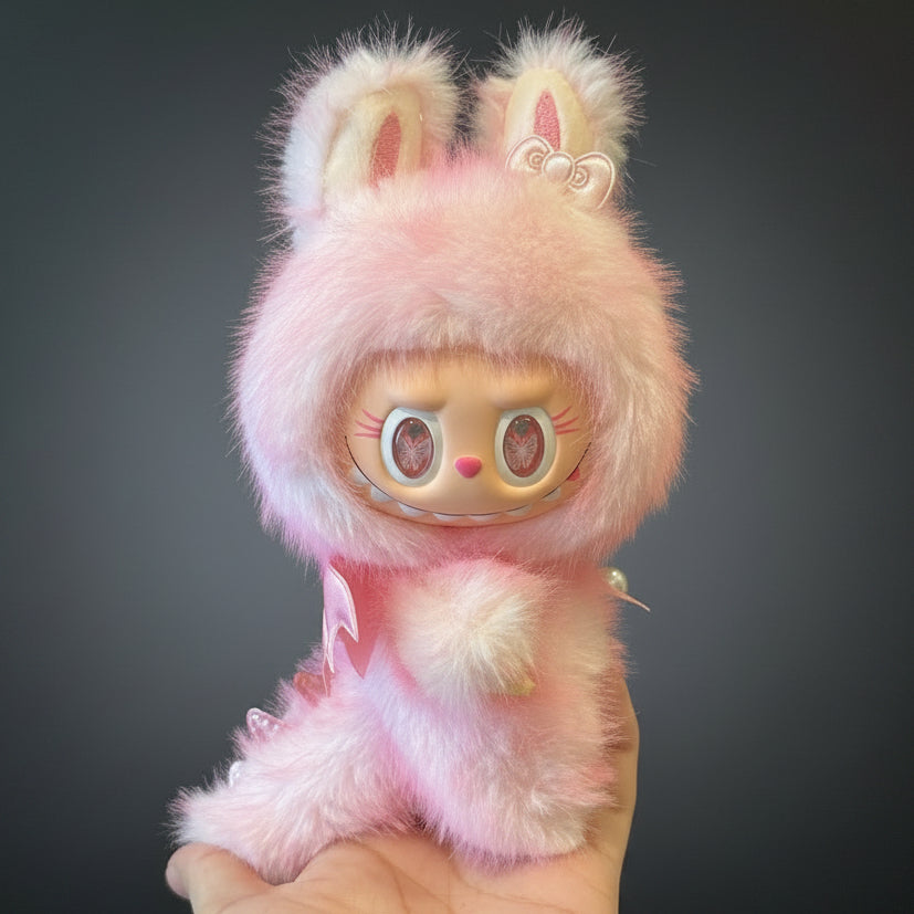 The Monsters Custom Mini Labubu Pink Angel Plush Pendant