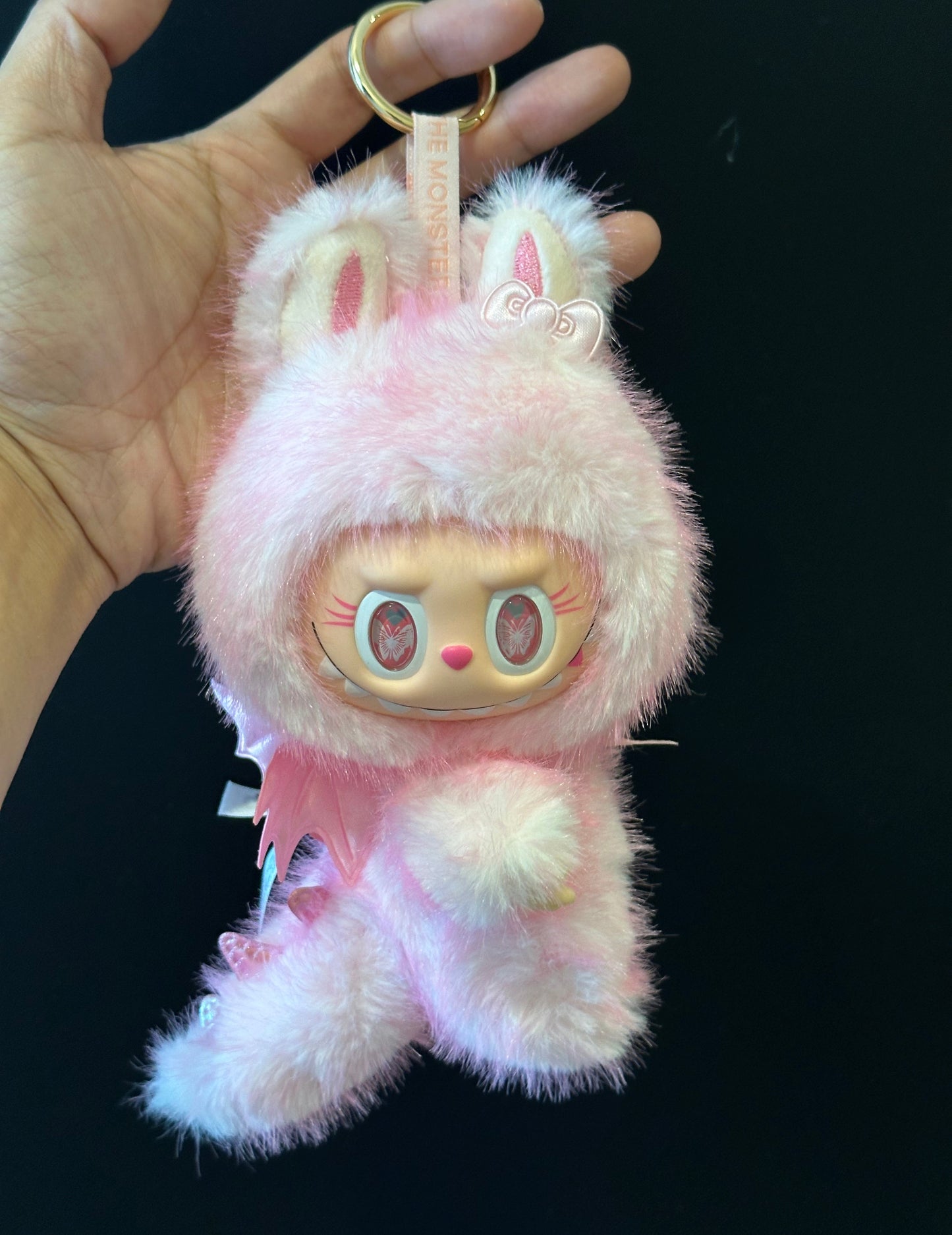 The Monsters Custom Mini Labubu Pink Angel Plush Pendant