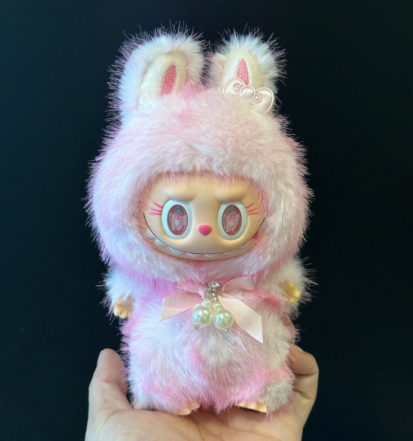 The Monsters Custom Mini Labubu Pink Angel Plush Pendant