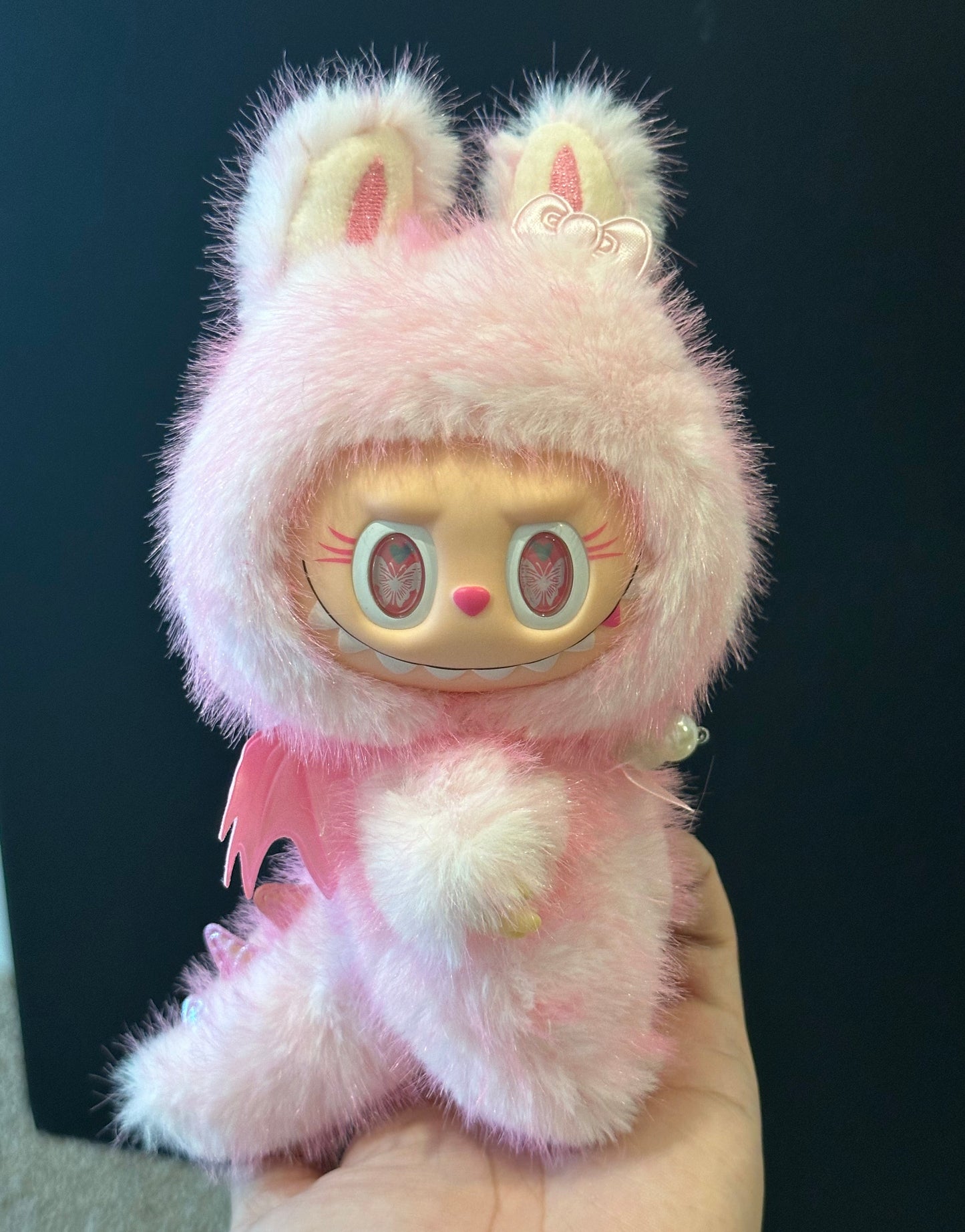 The Monsters Custom Mini Labubu Pink Angel Plush Pendant