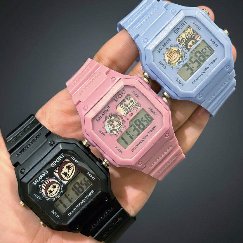 Monster Style Cute Digital Electronic Watch Water Resistant – LED Kids Wristwatch (Battery Included)